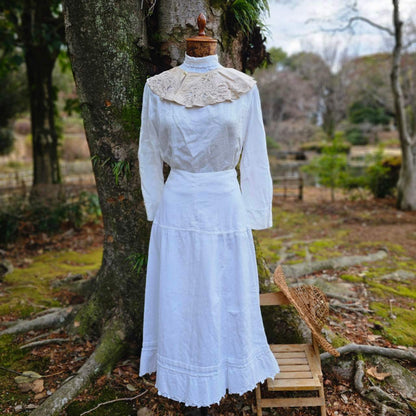 Euro vintage Cotton Linen Collar Beige