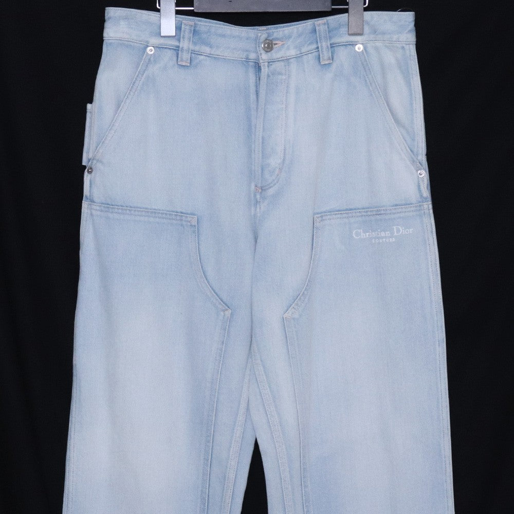 DIOR Carpenter Double Knee Denim Light Indigo Size 46