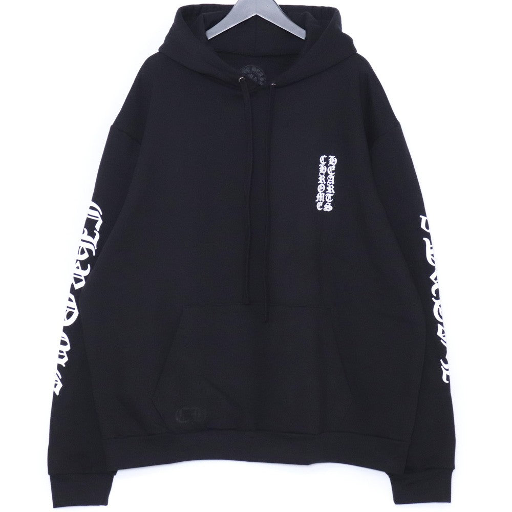 CHROME HEARTS Vertical Logo Hoodie Black Size XL