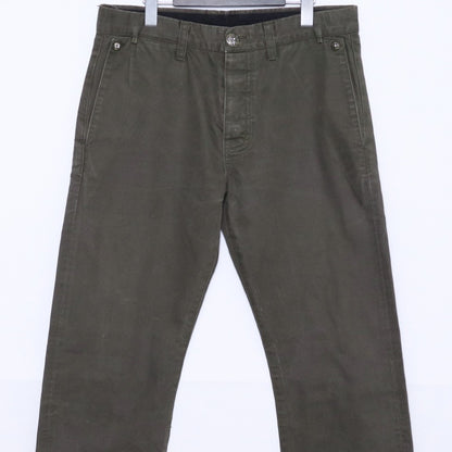 CHROME HEARTS Cross Button Leather Trim Chino Pants Size 33