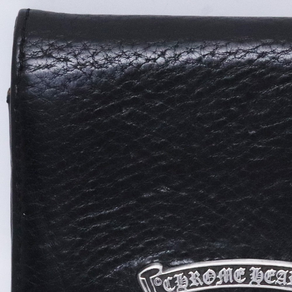 CHROME HEARTS 3 Pocket Scroll Card Case Black Size F