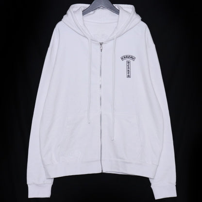 CHROME HEARTS Back Arch Logo USA Zip Up Hoodie White Size M
