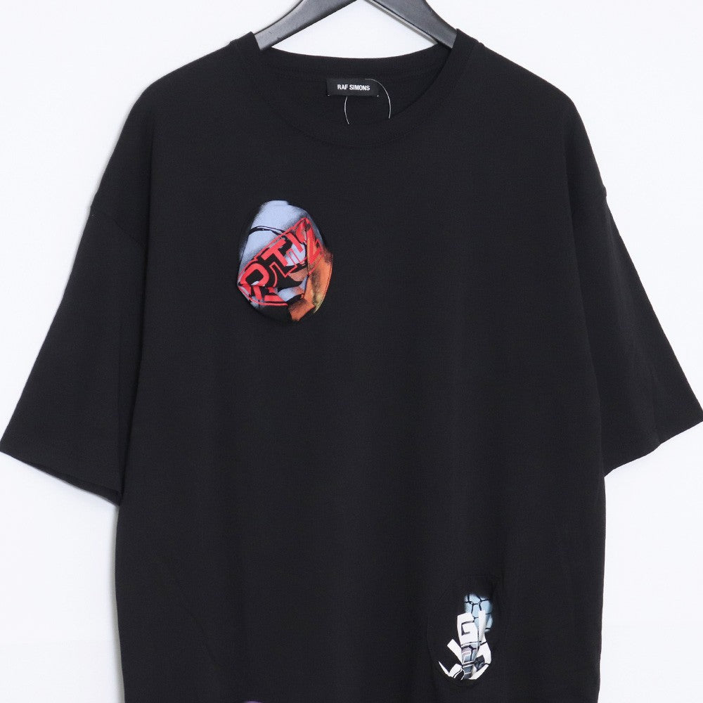 Raf Simons Oversized Printed Holes T-Shirt Black Size S