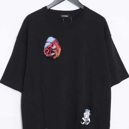 Raf Simons Oversized Printed Holes T-Shirt Black Size S