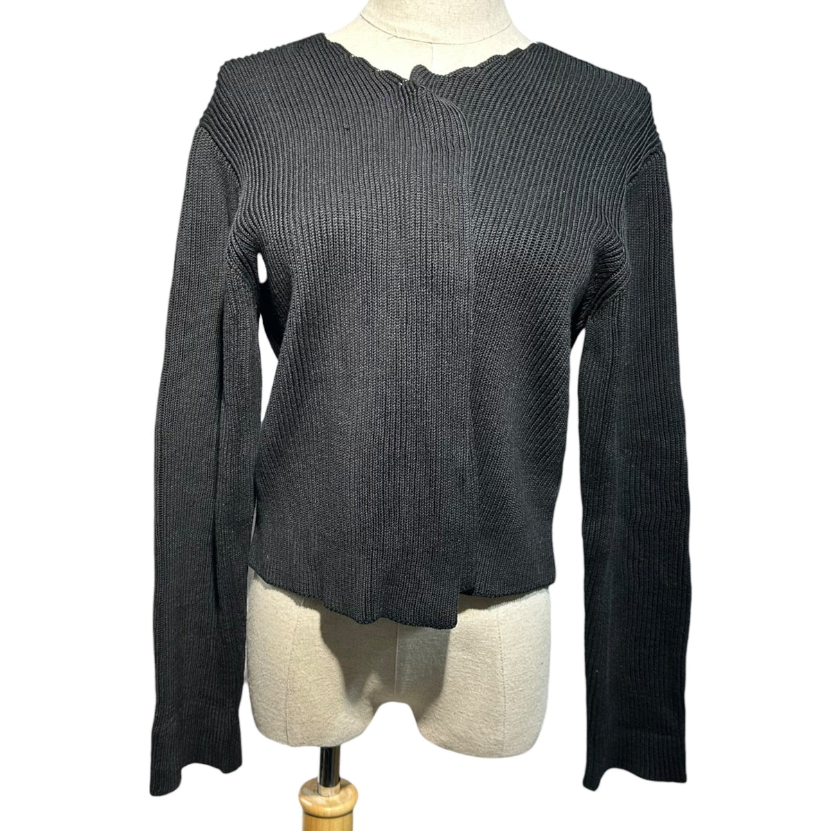 Y's 90s Buttonless Cotton Knit Cardigan Black Size FREE