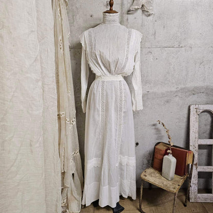 Euro antique Victorian Cotton Dress White