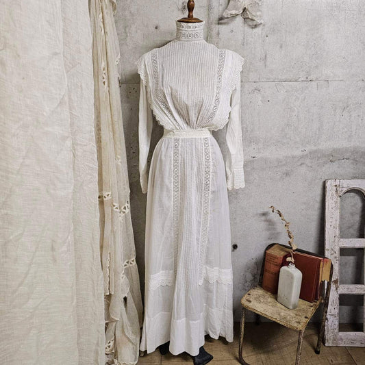 Euro antique Victorian Cotton Dress White