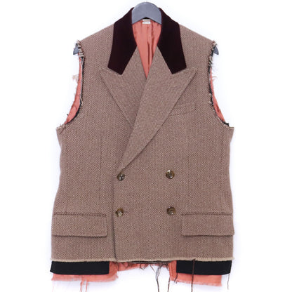 GUCCI Houndstooth Double Breasted Vest Brown Size 44