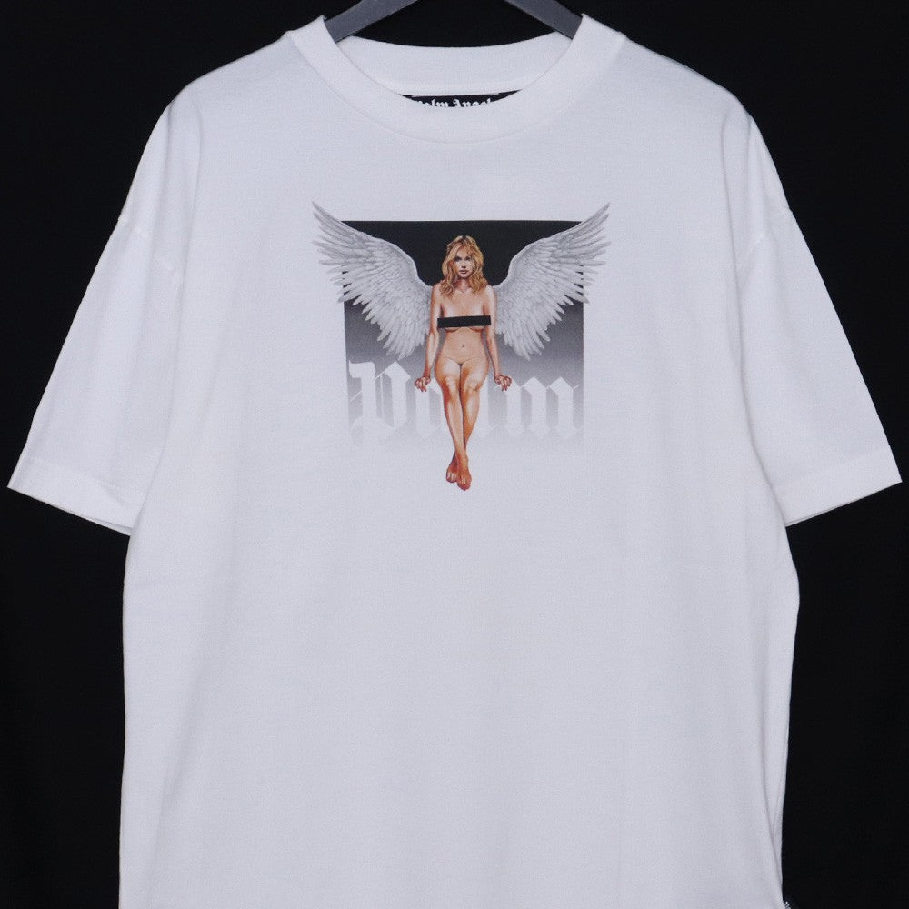 PALM ANGELS Crystal Pin-Up Crewneck T-Shirt White Size L