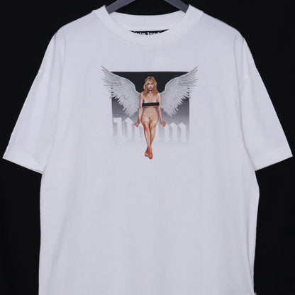 PALM ANGELS Crystal Pin-Up Crewneck T-Shirt White Size L