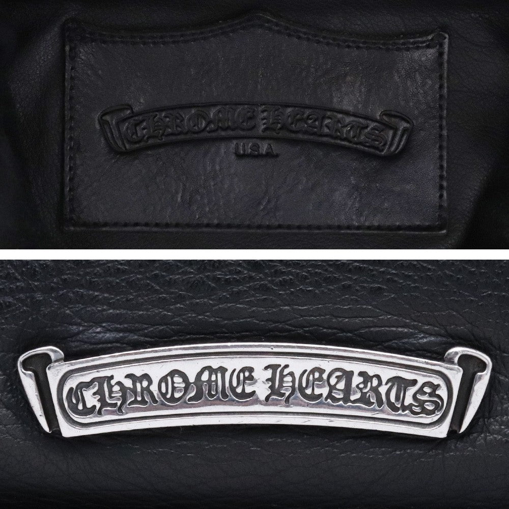 CHROME HEARTS BS Fleur Leather Messenger Bag Black Size F