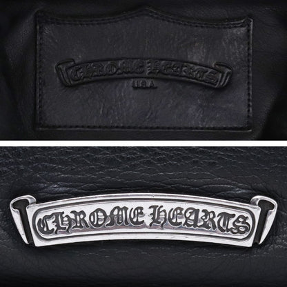 CHROME HEARTS BS Fleur Leather Messenger Bag Black Size F