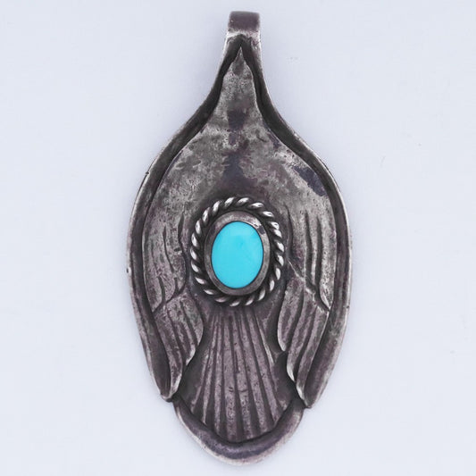 GORO'S Silver Rope Turquoise Spoon Necklace Size F