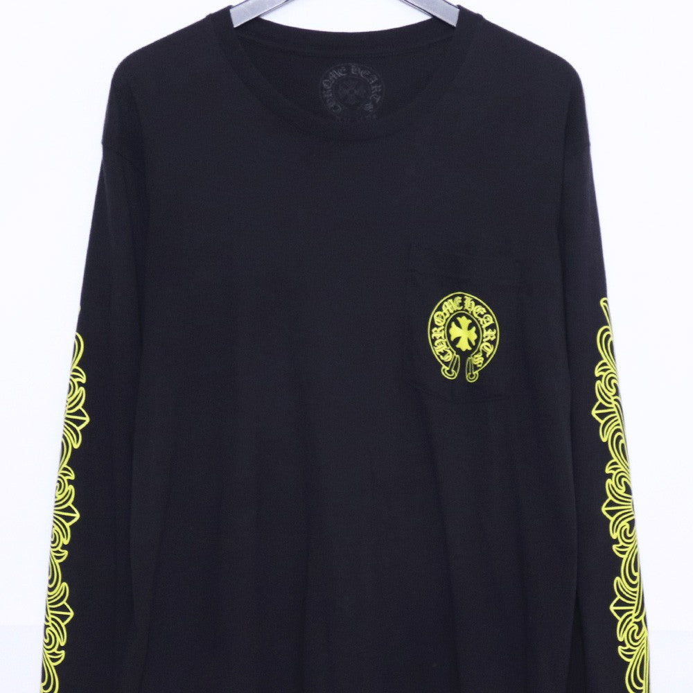 CHROME HEARTS DBL FLRL Long Sleeve T-Shirt Black Size L