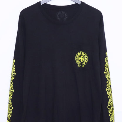 CHROME HEARTS DBL FLRL Long Sleeve T-Shirt Black Size L