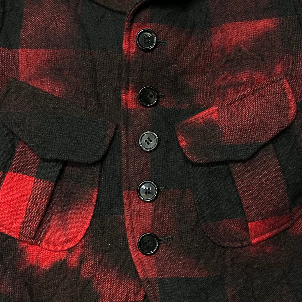 Y's Buffalo Check Short Wool Jacket Black/Red Size 1