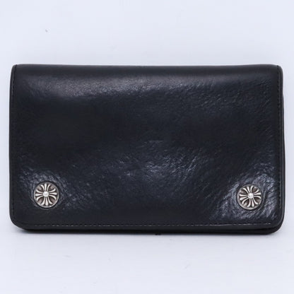 CHROME HEARTS 1Zip Cross Button Leather Wallet Black Size F