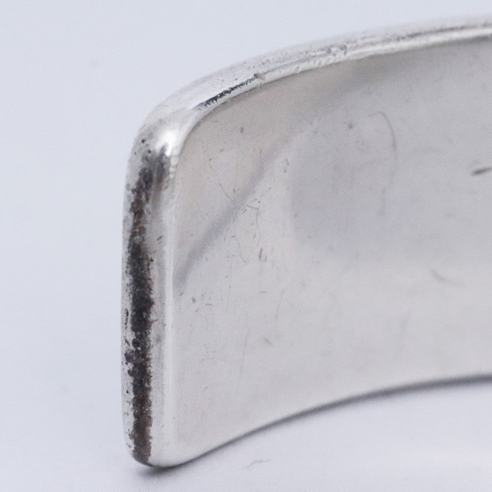 GORO'S Silver Flat Bangle Bracelet Gold Metal Size M