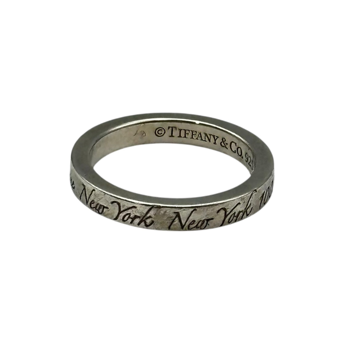 TIFFANY & CO. Notes Narrow Sterling Silver Ring Size JP 9