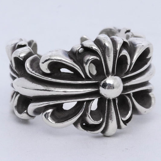 CHROME HEARTS Double Floral Cross Ring Silver Size ONE SIZE