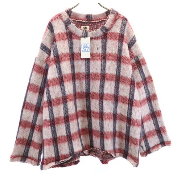 VAST 17AW Japan Wool Blend Plaid Shaggy Knit White Size 2