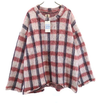 VAST 17AW Japan Wool Blend Plaid Shaggy Knit White Size 2