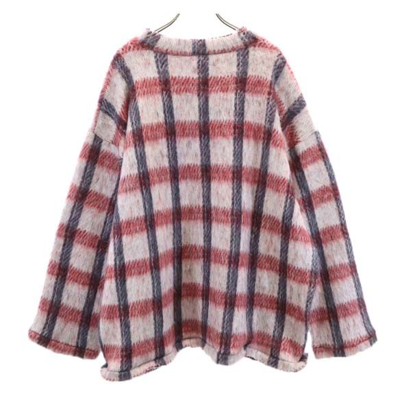 VAST 17AW Japan Wool Blend Plaid Shaggy Knit White Size 2