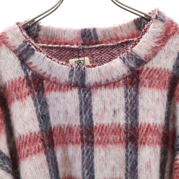 VAST 17AW Japan Wool Blend Plaid Shaggy Knit White Size 2