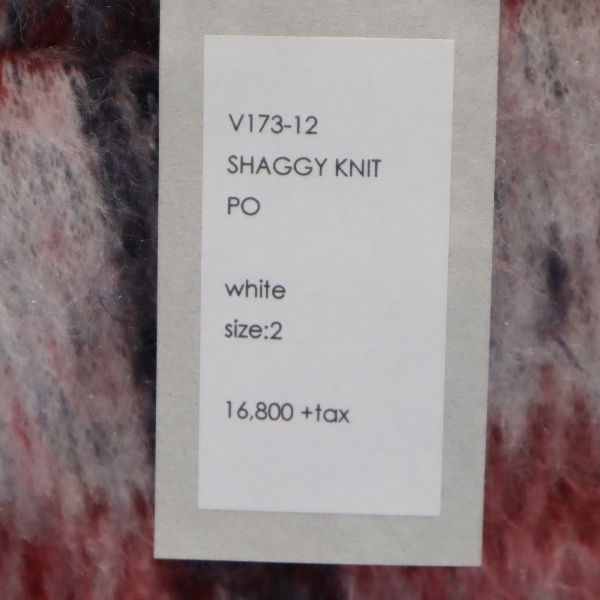 VAST 17AW Japan Wool Blend Plaid Shaggy Knit White Size 2