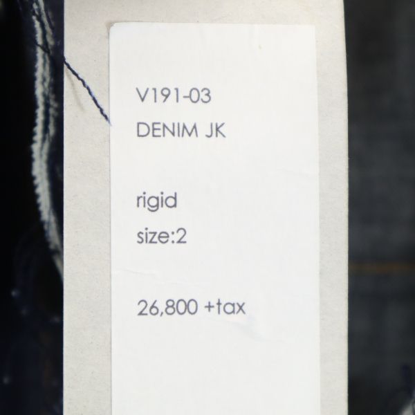 VAST222 19SS Japan Raw Denim Jacket Blue Size 2