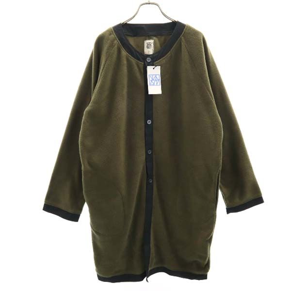 VAST 18AW Japan Collarless Fleece Long Jacket Khaki Size 2