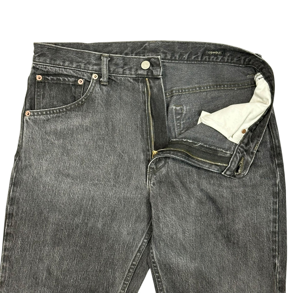 COMOLI 25SS Fade Black Denim 5-Pocket Pants Size 3