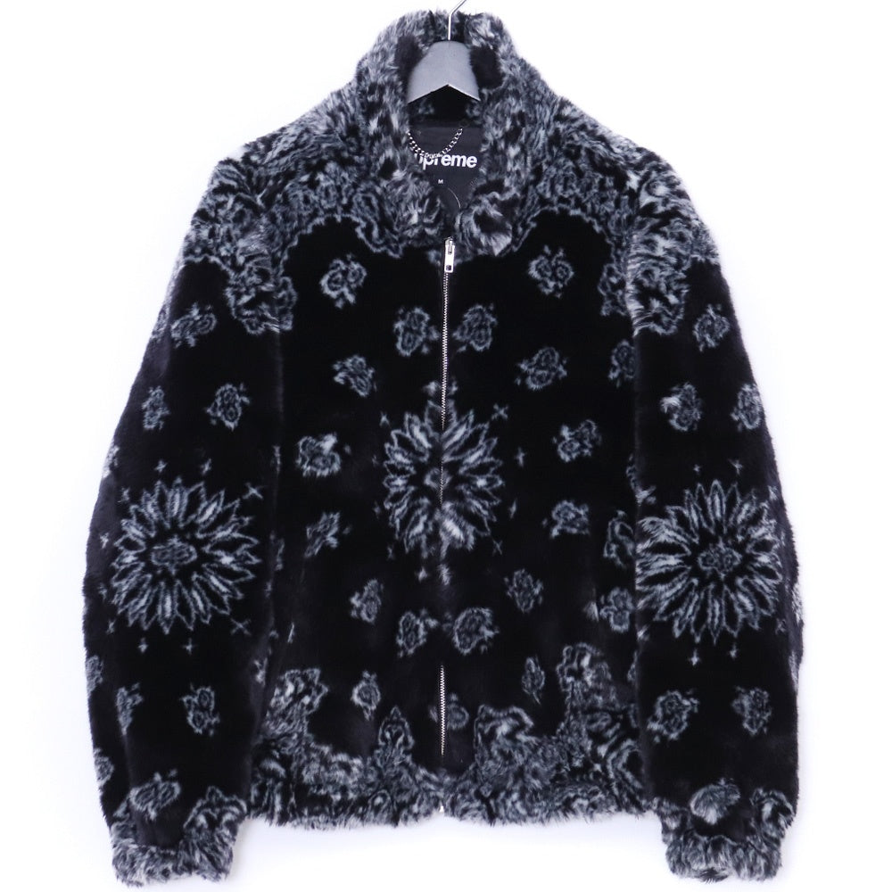SUPREME 21SS Bandana Faux Fur Bomber Jacket Black Size M
