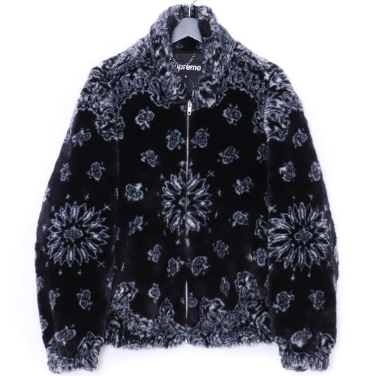 SUPREME 21SS Bandana Faux Fur Bomber Jacket Black Size M