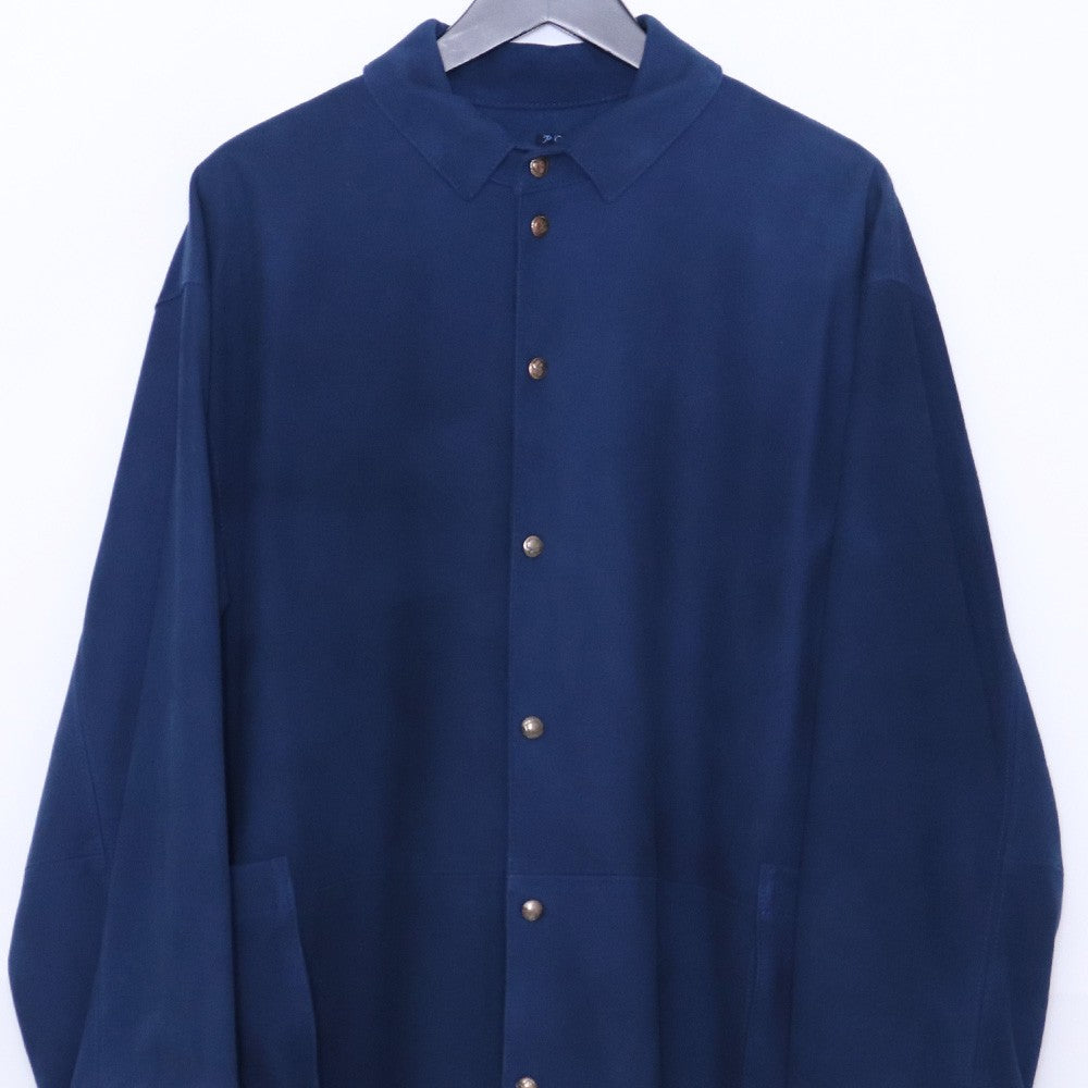 PORTER CLASSIC Suede Leather Shirt Buttons Blue Jacket Size 1