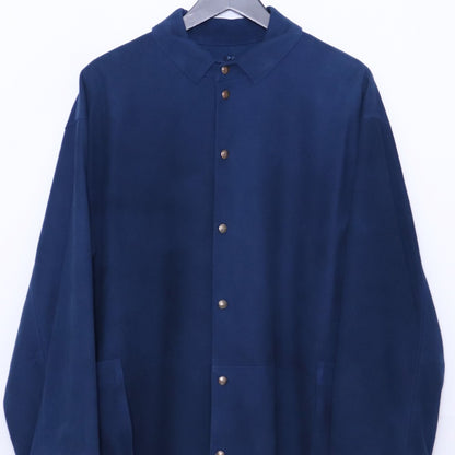 PORTER CLASSIC Suede Leather Shirt Buttons Blue Jacket Size 1