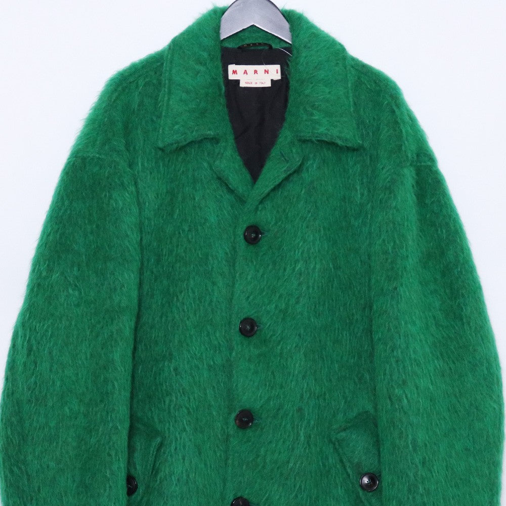 MARNI Single Breasted Faux Fur Coat Green Size 48