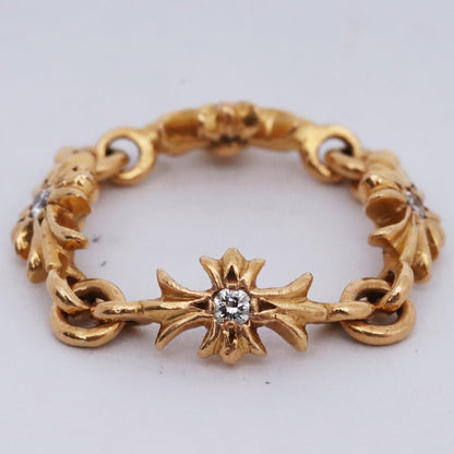 CHROME HEARTS 22K Gold Tiny E CH Diamond Ring Size ONE SIZE