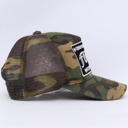 CHROME HEARTS FUCK Patch Camo Trucker Cap Size F