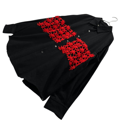 COMME des GARCONS 80s Knit Lace Patch Wool Sweater