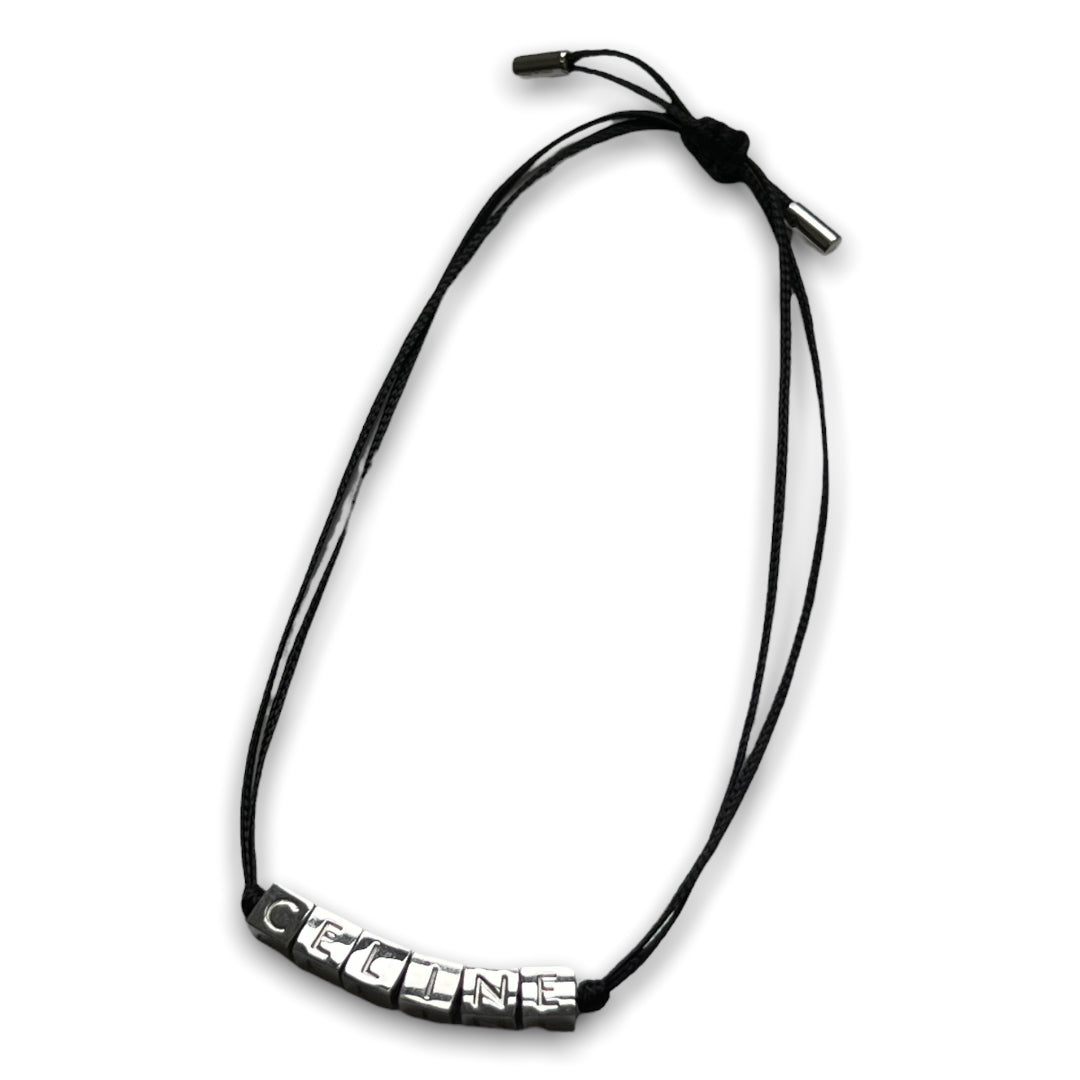 CELINE Rhodium Finish Brass Beach Bracelet Silver Size F