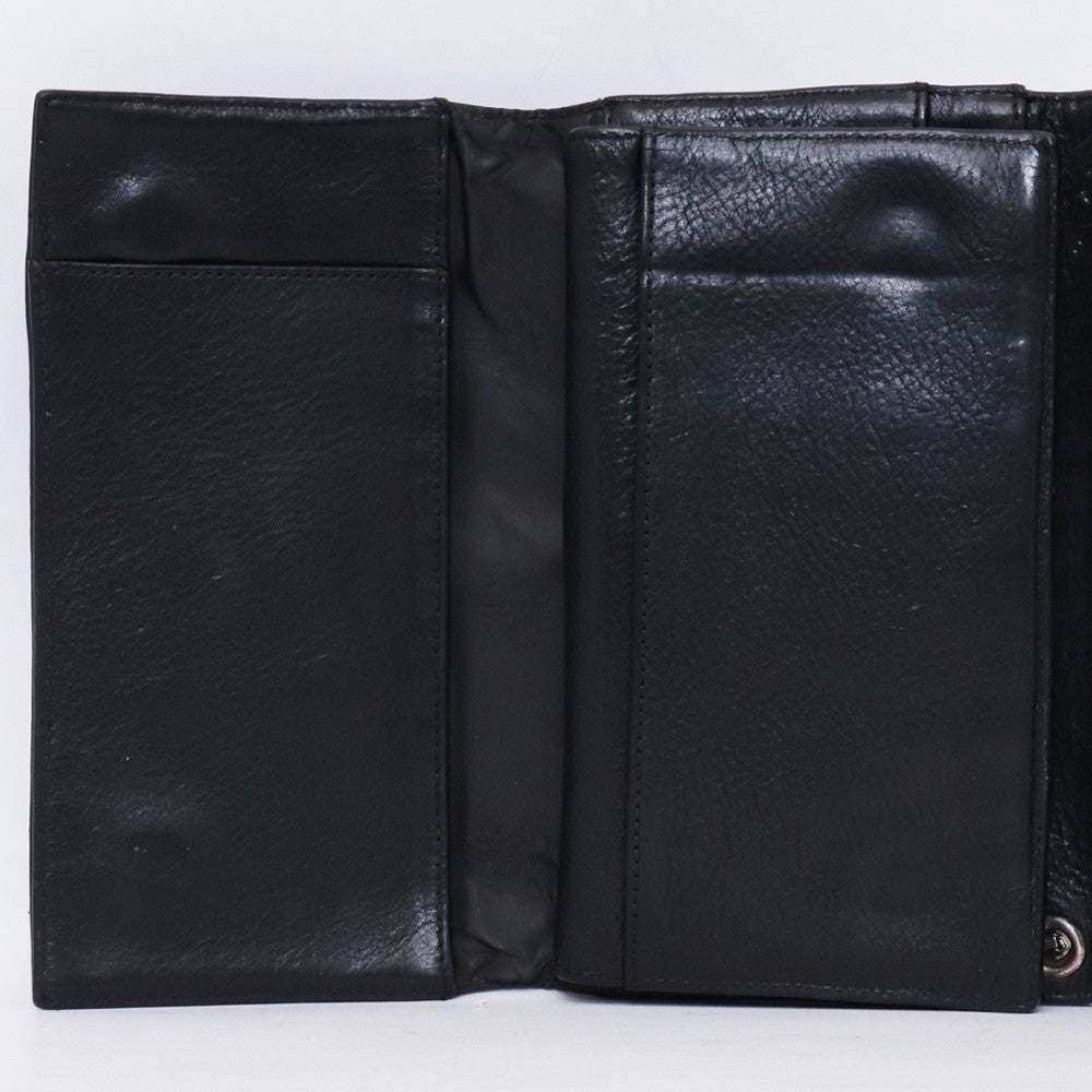 Chrome Hearts Wave Wallet Heart Button Heavy Leather Size F