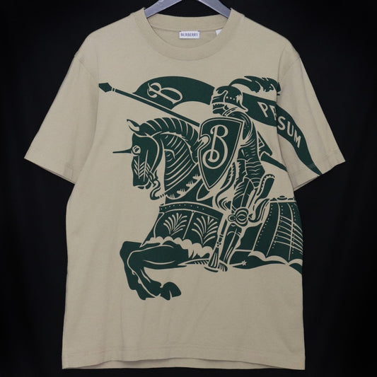 BURBERRY Equestrian Knight Cotton T-Shirt Khaki Size S