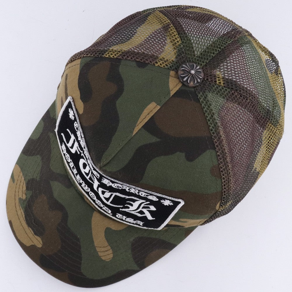 CHROME HEARTS FUCK Patch Camo Trucker Cap Size F