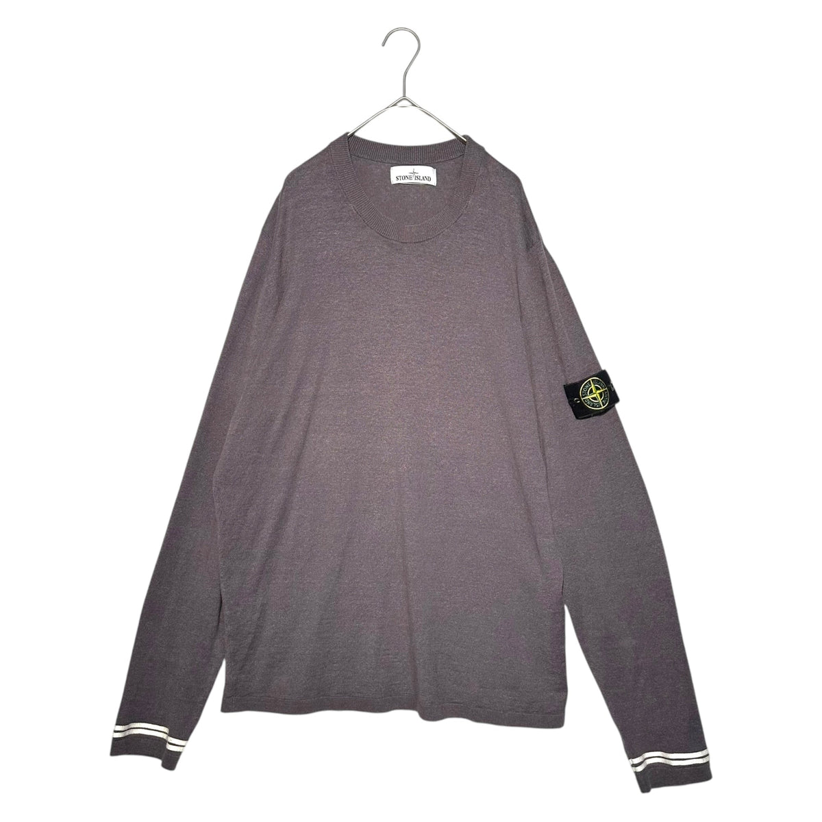 STONE ISLAND 19SS Linen Sleeve Line Crew Knit T-Shirt Size L