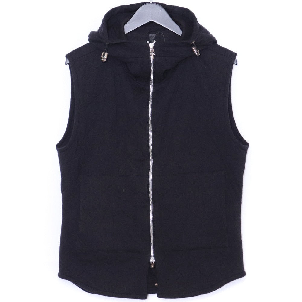 CHROME HEARTS Quilted Hooded Zip-Up Vest Black Size M