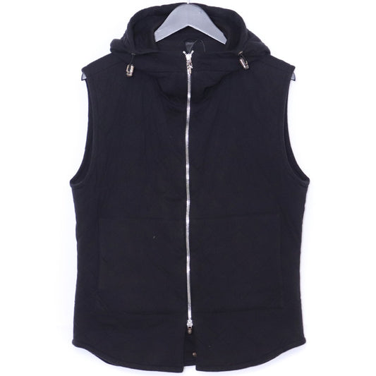 CHROME HEARTS Quilted Hooded Zip-Up Vest Black Size M