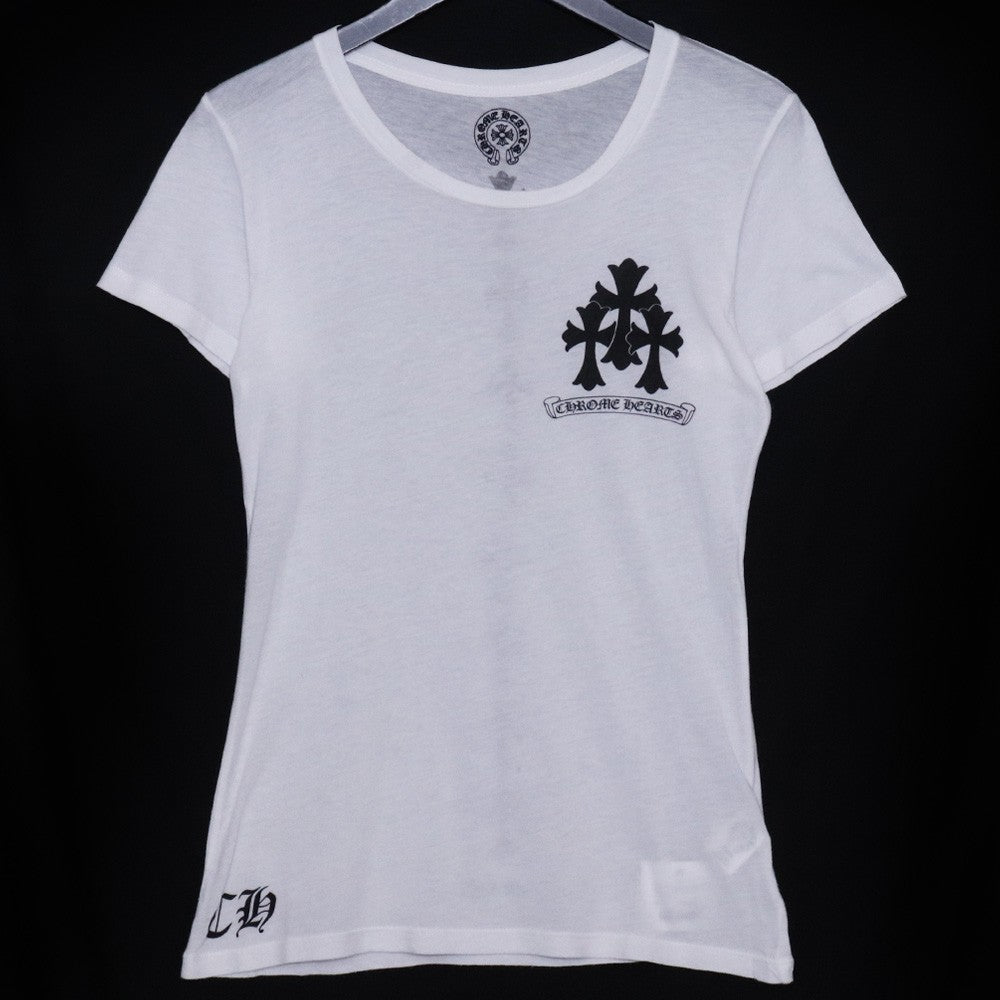 CHROME HEARTS Old Cemetery Cross Print T-Shirt White Size S