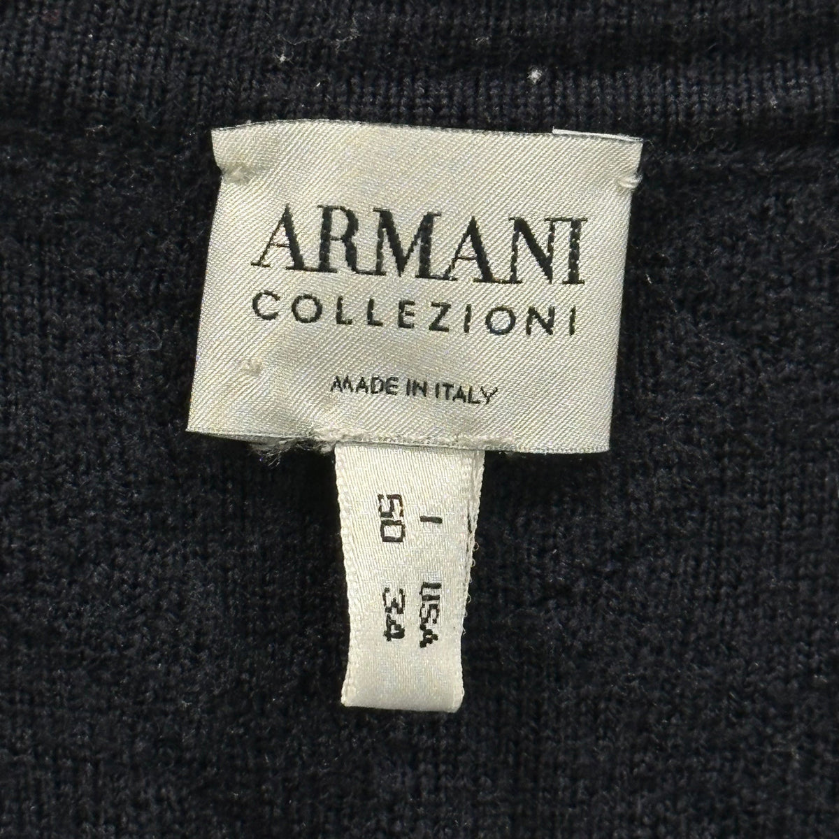 ARMANI COLLEZIONI 90s Merino Wool Long Sleeve Shirt Navy Polo Size TG 50