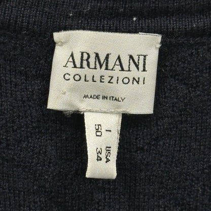 ARMANI COLLEZIONI 90s Merino Wool Long Sleeve Shirt Navy Polo Size TG 50